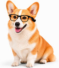 G003 Dog Pet Retro Glasses Hipster Nerd Costume Clear Lens Sunglasses Fits Medium Dogs 18-40 lbs (80s Black-Clear)