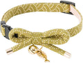 Necoichi Zen Fish Charm Cat Collar (Green) with Bell Safety Breakaway Soft Lightweight for Cats Kitty Kitten Japanese Stylish Pattern, No.1 Seller in Japan