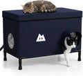 Weatherproof Heated Cat House for Cats, Blue, 14.75"x26.55"x20.5"