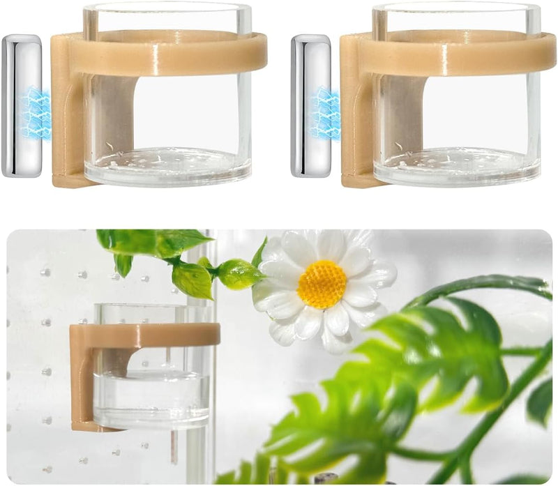 2 Pcs Jumping Spider Feeding Dish, Magnetic Water Bowl, Jumping Spider Enclosure Accessories (Beige)