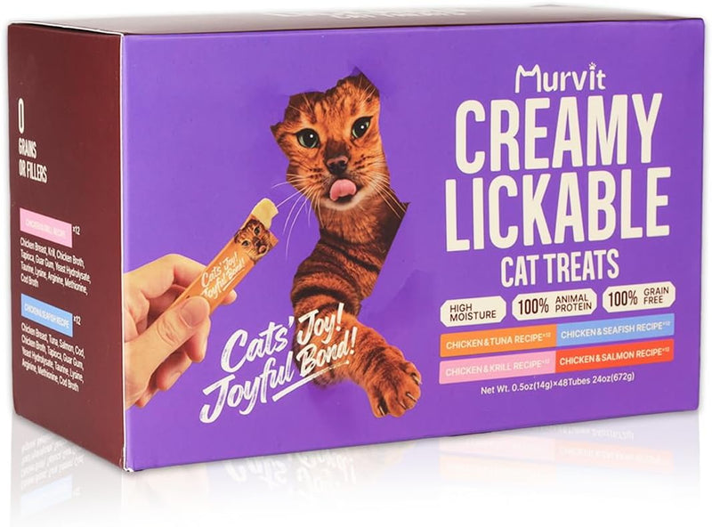 Lickable Cat Treats with 4 Amino Acids, Chicken Variety, 48 Tubes