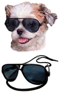 G029 Small Dog Breed up to 15lbs Cat Pet Aviator Sunglasses Glasses (Black)