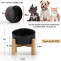 Petygooing Black Raised/Elevated 15°Slanted Ceramic Dog Bowl for Small Breeds,Tilted Anti Slip Pet Feeding Bowl,Food Wat