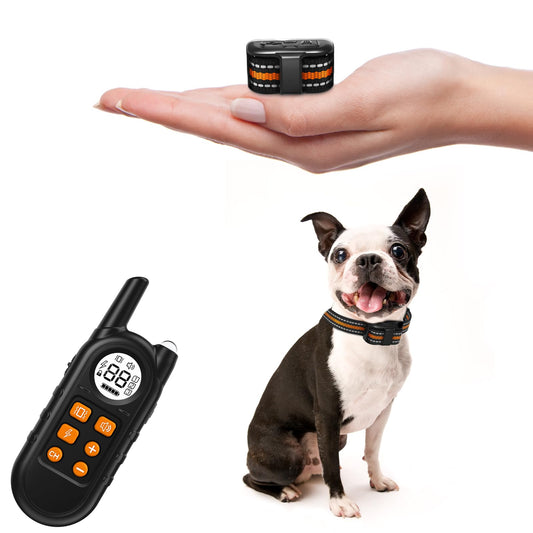 Ultra Compact Dog Shock Collar, Lightest Dog Training Collar with Remote for Small Dogs 5-30lbs & Medium Dogs/Puppies, Waterproof, Rechargeable, 1300ft Range(Orange&Small)