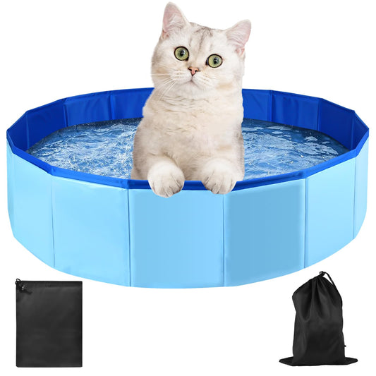 Enenes Foldable Dog Pool 24x8 Inch Portable PVC Pet Swimming Pool & Bath Tub with Drawstring Storage Bag Collapsible Ball Pit for Indoor/Outdoor Use, Puppy Bath Tub for Dogs, Cats, Puppies