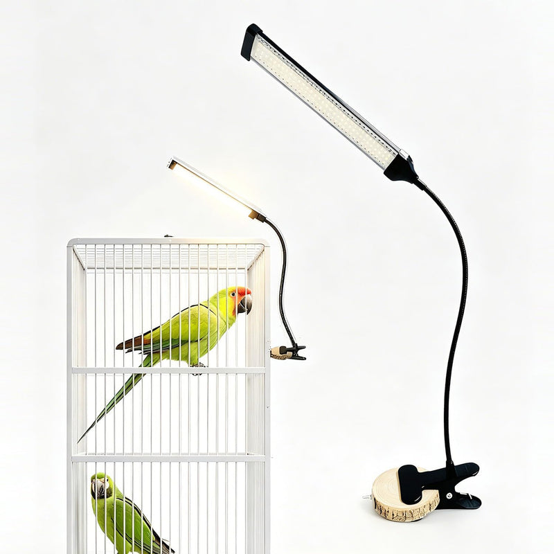KINGYEENUO Full-Spectrum Bird Light Lamp, 10W Clip Light U-V Free 105 LED Beads, 10 Dimming Levels & 24H Timer, Safe for