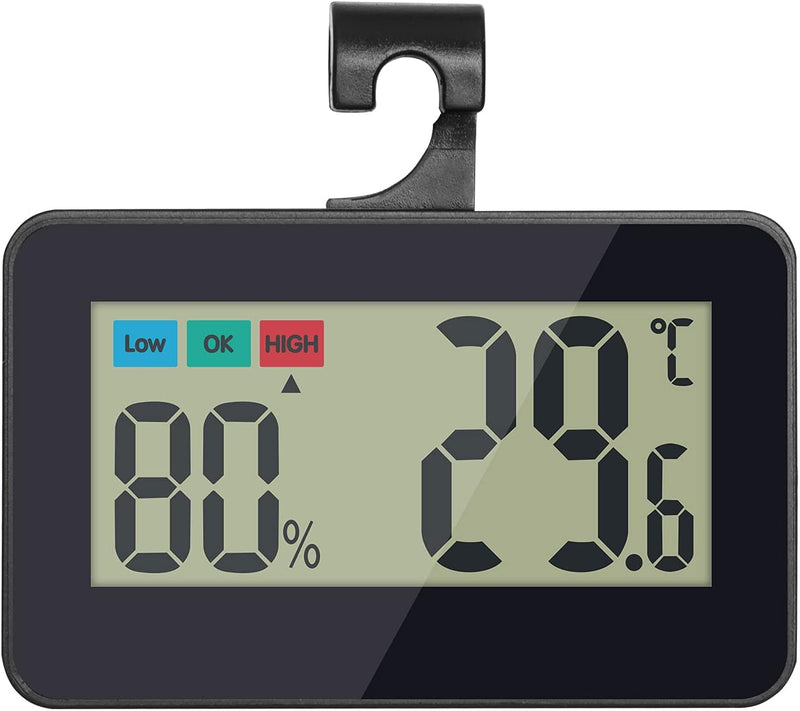 Reptile Thermometer Hygrometer Digital Gauge with Hook & Suction Cup, Accurate Temperature and Humidity Monitor for Rept