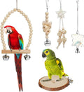 TOLMIOW 9-Piece Parrots Chewing Toy Set - Natural Wood & Rope Bungee Toys for Anchovies, Coconut Hideaway with Ladder, Bird Perch Stand, Cage Accessories for Parakeets, Cockatiel, Conure, Mynah, Macaw
