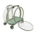 PROYONGOO 15.7" X 10.6" X 17.7" Hard Shell Rolling Cat Carrier, Outdoor Cat Carrier with Wheels, Stable Pet Stroller with Soft Mat, Support to 19.84 Lbs (Green)