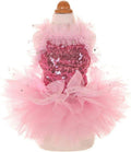Fashion Sweet Puppy Dog Blingbling Princess Skirt Pet Dog Lace Cake Camisole Tutu Dress Pink Medium