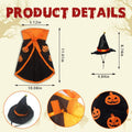 Halloween Cat Costume Cloak Witch Hat Pet Accessories Halloween Adjustable Pumpkin Pet Costumes Clothes Set, Halloween p