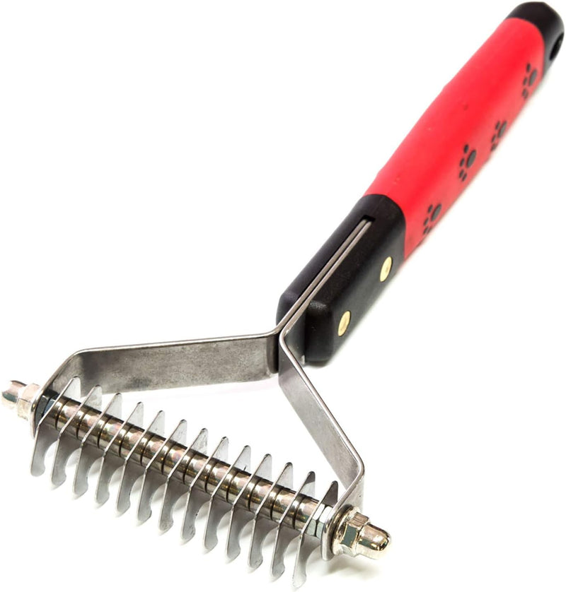 RYAN'S PET SUPPLIES Paw Brothers 13-Blade Coarse Double Wide Dematting Undercoat Rake for Dogs and Cats, Professional Gr