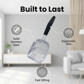 Heavy-Duty Cat Litter Scoop with Holder&Litter Bags, Metal Cat Scooper with Bags, Stainless Steel Kitty Poop Sifting Sho