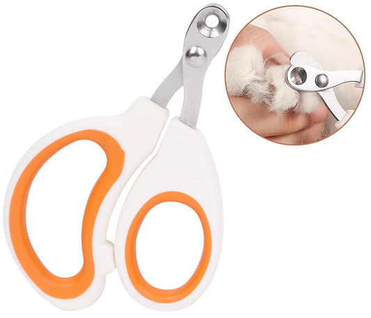 Cat Nail Clippers with Circular Cut Hole -Avoid Over Cutting Pet Nail Clippers -Sharp Angled Blade Professional Paw Trimmer Set for Novice Pet Families (Orange)