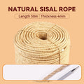 Natural Sisal Rope, 4mm x 166 ft, Heay-Duty Cat Scratcher Repair