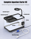Pawfly 2 Gallon Fish Tank, Ultra Clear Aquarium Starter Kit with 6 W LED Aquarium Light, Mini Air Pump, Filter, Siphon V