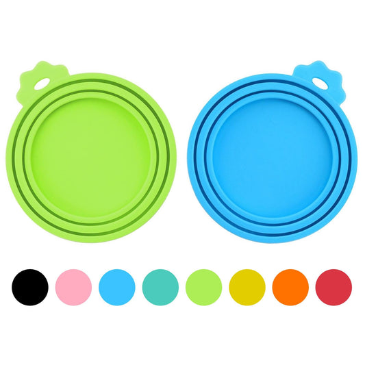 PWOD 2 Pack Pet Food Can Covers, Silicone Universal Can Lids for Dog & Cat Food, BPA Free, One Fit Most Standard Size Food Cans Green/Blue