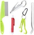 Tick Removal Tool Tweezers Kit Hook Flea Comb Magnifying Glass for Dogs