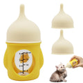 Pet Feeder Bottle Animal Feeding Bottles Kitten Bottles for Nursing Anti-Choking Design for Newborn Kittens Puppies Small Animals with 2 Pcs Replacement Nipple (Yellow, 20 ml)