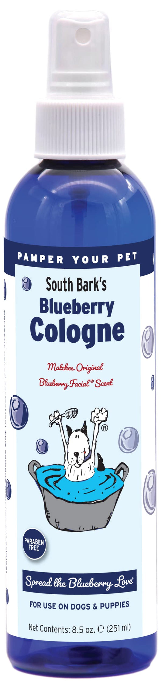 Showseason Animal Products South Bark's Original Blueberry Dog Cologne 8.5 oz. | Dog Perfume Long Lasting | Deodorizing Spray | Same Scent As The Famous Blueberry Facial®