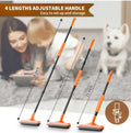 Carpet Rake for Pet Hair Removal - Reusable Dog & Cat Hair Remover with 58" Reinforced Steel Handle, 3-in-1 Professional Modular Rug Rake & Scraper Tool for Shag Rugs, Couch, Stairs (Orange)