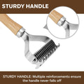 PAWSHOLIC Undercoat Rake for Dogs - Professional Pet Shedding Dematting Comb with Wood Handle, Stainless Steel Blades for Pet Cats Dogs Matted Hair Tangles Removing