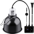 Reptile Heat Lamp Fixture with Dimming Thermostat - 5.5'' Light Dome with PID Thermostat, for Ceramic Heat Emitter & Bas