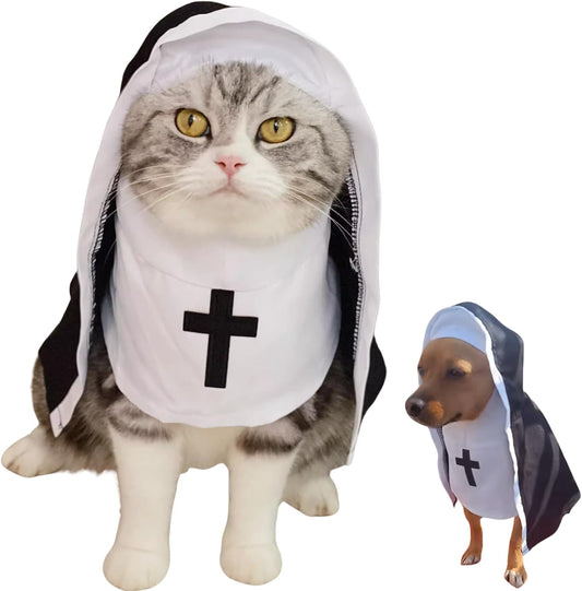 Cat/Dog Nun Costume Pet Clothing, Habit Outfit Halloween