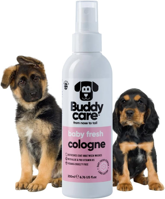 Buddycare Dog Perfume - Baby Fresh Dog Cologne Spray (200ml) - Dog Spray Deodorizer Perfume for Smelly Dogs - Refreshing Scented Grooming Solution - Pet Odor Eliminator and Freshener