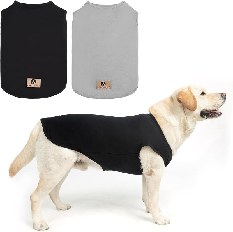 KOOLTAIL Boy Dog Clothes for Large Dogs, 2 Pack Cotton Summer Dog T Shirts UV & Insect Protection for Outdoor Camping, A