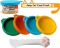 Joyinjojo Cat Food Can Lids with Cat Food Spoon, 4 Pack Small Silicone Pet Food Can Covers Lids for Cat Food Cans 3 oz, 