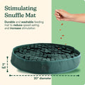 Reggie Snuffle Mat for Dogs, for Calming Support, Reducing Speed Eating, and Mental Stimulation, Durable & Easy to Clean Sniff Mat for Dogs, 20" Large Diameter, Dog Enrichment Toys, Hunter Green