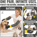 Thickened Pet Bathing Gloves with Waterproof Long Sleeves, 29.5 Inch Rubber Scratch Resistant Handling Gloves for Groomi