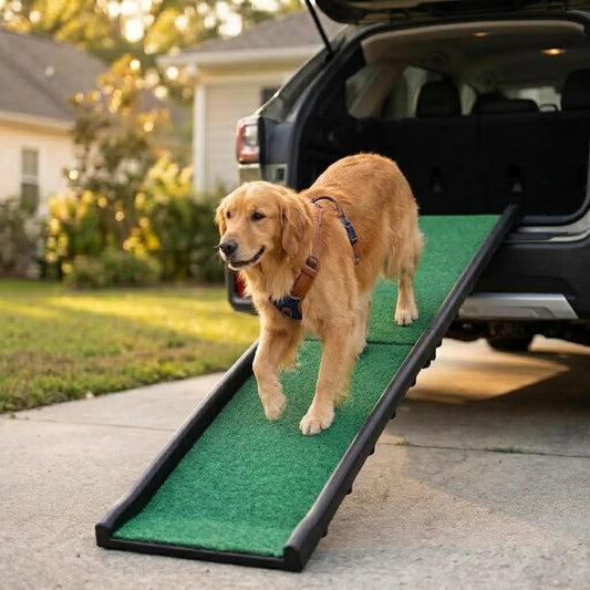 MaxWorks Foldable Dog Ramp for Cars SUVs Beds Non-Slip Grass - (50894)