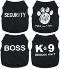 4 Pieces Chihuahua Clothes Dog Clothes for Small Dogs Boy Summer Teacup Yorkie Spring Letter Security Pet Shirts Soft Puppy Cloth Tiny Doggie Outfit Pet Cat Clothing XXS Black