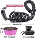 COOYOO 2 Pack Dog Leash 5 FT Heavy Duty - Comfortable Padded Handle - Reflective Dog Leash for Medium Large Dogs with Co