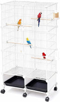Large Bird Cage, Parakeet Cage with Detachable Stand & Wheels,Bird Cage arakeet Cage with Bird Slide-Out Tray, Wooden Pe
