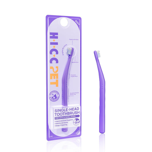 HICC PET Toothbrush for Cats & Small Dogs, Vet-Recommended Ergonomic Pet Toothbrush for Easy Teeth Cleaning, Gentle on Gums, Cat & Dog Dental Care, Improves Oral Hygiene. Toothpaste Not Included