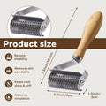 3-in-1 Pet Undercoat Rake & Dematting Comb for Dogs & Cats, Wood Handle