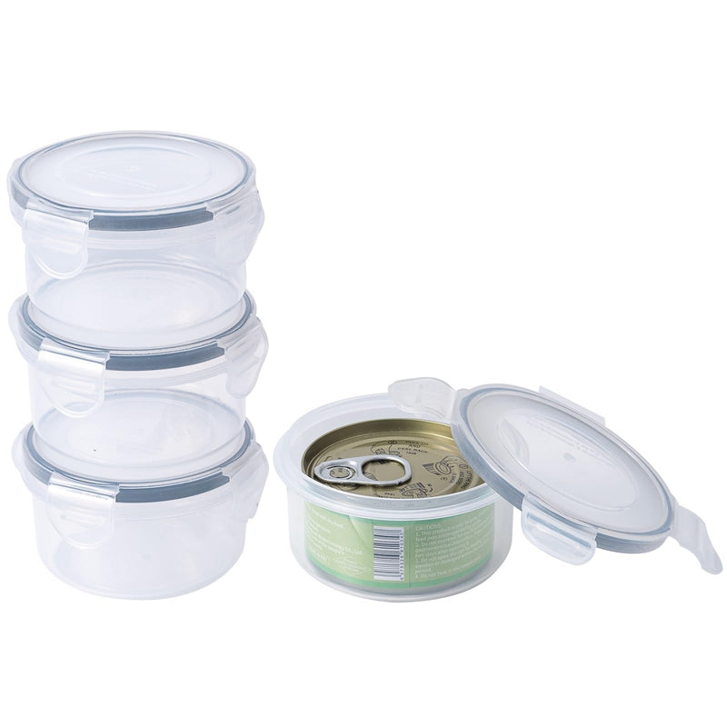 4Pack Cat Can Covers for 3 oz Canned Food Storage Container, Airtight Lock Pet Food Sealer Lids Transparent Kitten Can Box for 2.56''/65mm D and 85g Small Cans