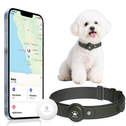 GPS Tracker for Dogs, 2 in 1 Smart Pet Collar (Only iOS), No Monthly Fee Waterproof Dog Collar with Real-time Tracking, Anti-Lost, 365-Day Long Battery GPS Tracker for All Sized Dogs(Locator Included)
