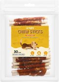 Dog Treats 5 Inch Duck Wrapped Rawhide Sticks 30 Count, 9.52 Oz