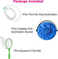 3Pcs Drip Acclimation Kit with Foldable Fish Acclimation Bucket, Drip Acclimation System and Aquarium Fish Net, Fish Tan