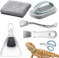 6-Piece Bearded Dragon Tank Cleaning Set, Reptile Enclosure Cleaning Tool Set with Bearded Dragon Nail Clippers&Cleaning