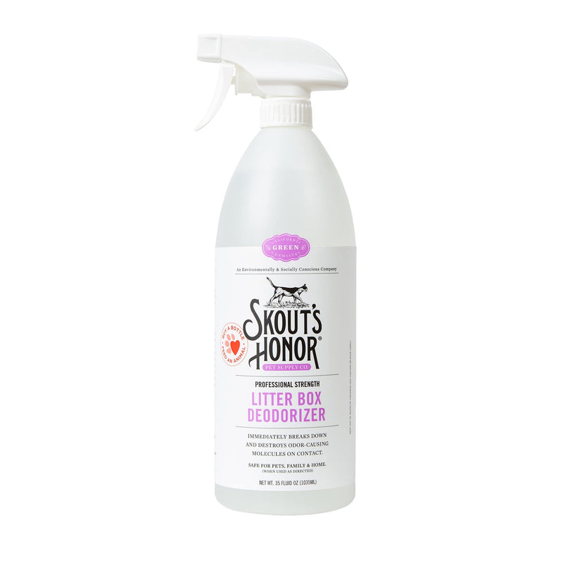 SKOUT'S HONOR Cat Litter Box Deodorizer Spray - Professional Strength, Instantly Breaks Down and Destroys Offensive Odors, Effectively Neutralizes Feline Pheromones, Eco-Friendly, Cruelty-Free, 35 oz