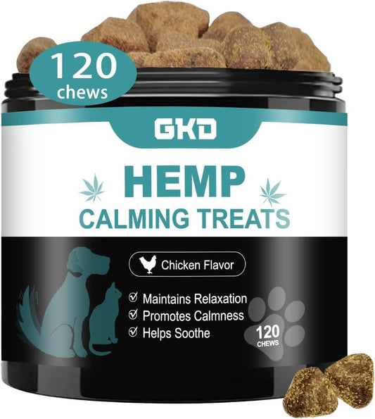Hemp Calming Chews for Dogs, Dog Calming Treats Anxiety Relief 100% Golden Ratio of Natural Ingredients Treat, Aid with 
