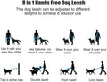 Mile High Life Hands Free Dog Leash, Crossbody Waist Leash with Genuine Leather Connection, Multifunctional Adjustable Slip Lead for Dog Walking Running (Black Khaki, 7FT)