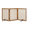 Mino Kesper Freestanding Pet Gate Foldable Dog Gate (55 inches Wide) Walnut Bamboo Dog Gates for Stairs Doorways House (2 Support Feet Included)