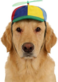 Propeller Baseball Cap for Big Dogs & Cats - Adjustable Strap Pet Sun Hat with Ear Holes, Colorful Fun Sports Hat for Pa