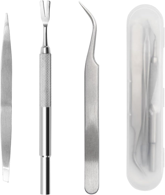 COITEK 3 in 1 Tick Remover Kit, Stainless Steel Tick Remover Tweezers Tools Set for Pet Dog, Cat, with Storage Box (Silv